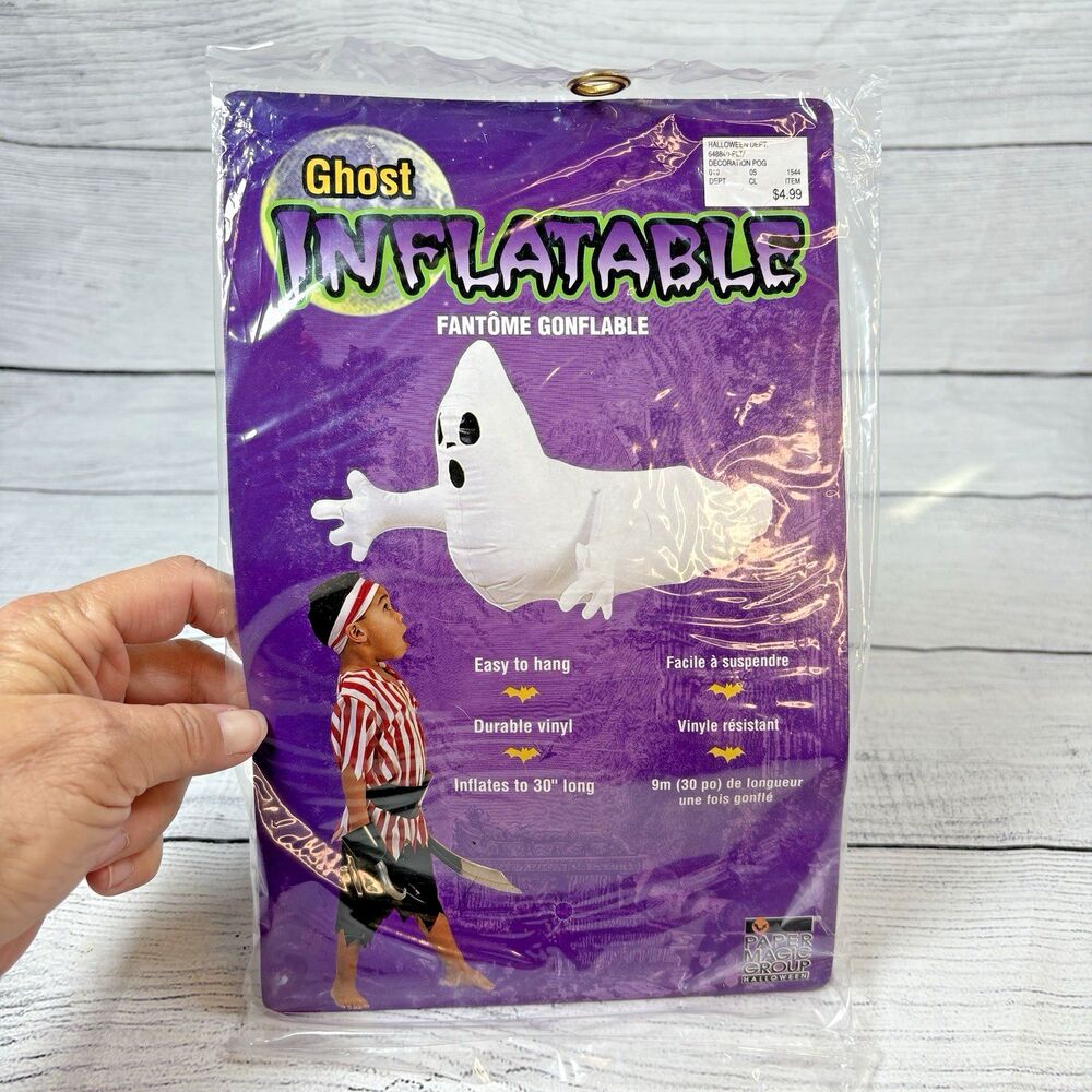 Halloween Inflatable Vinyl Hanging GHOST 30" Vtg Paper Magic Group PMG NEW NOS